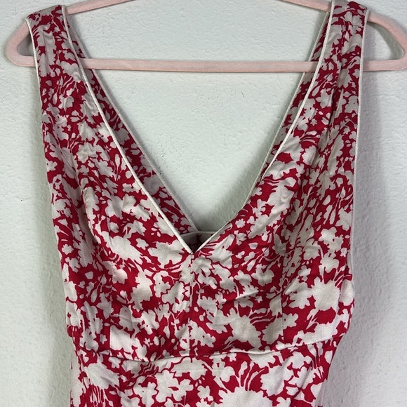 NWT Free People Red Cream Floral Deep Vneck Midi Dress size 2 - Picture 5 of 15
